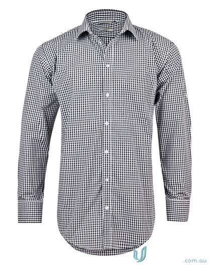 Mens gingham check Long-sleeved Roll Up Shirt from Winning Spirit for comfortable workwear