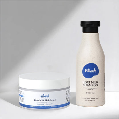 Vilvah Goat milk hair mask and goat milk shampoo