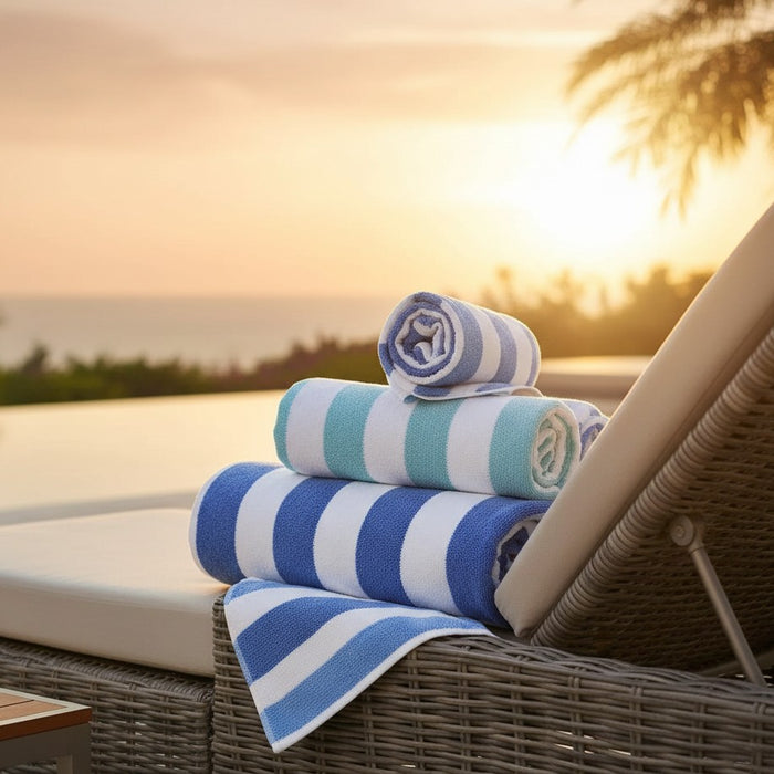 Cotton Pool Towels / Turquoise Stripe / 30"X60" 9.00 lb 12 PK