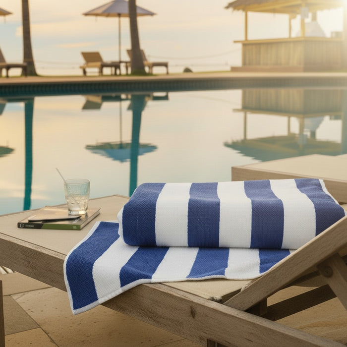 Cotton Pool Towels / Royal Blue Stripe / 30"X64" 12.50 6 PK