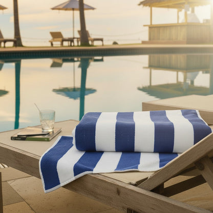 Cotton Pool Towels / Royal Blue Stripe / 30"X64" 12.50 6 PK