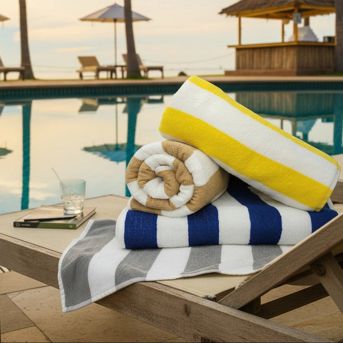 Cotton Pool Towels / Royal Blue Stripe / 30"X64" 12.50 3 Dz Box