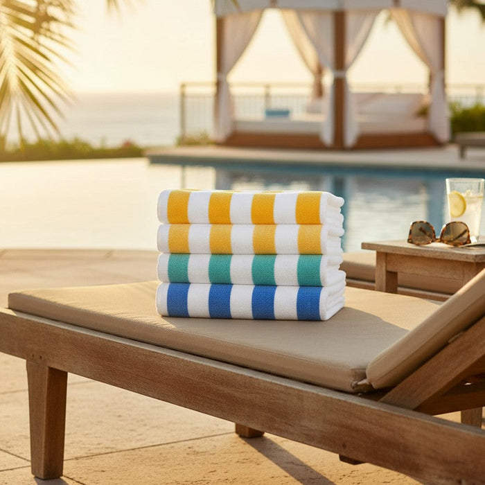 Cotton Pool Towels / Gold Stripe / 30"X70" 15.00 lb 6 PK
