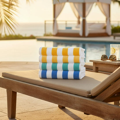 Cotton Pool Towels / Gold Stripe / 30"X70" 15.00 lb 6 PK