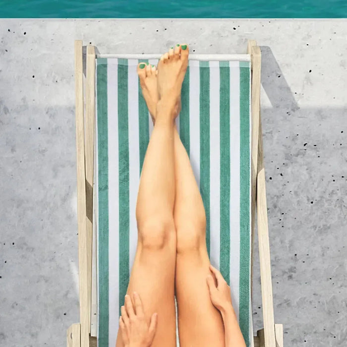 GOC Collection Cabana Pool Towels Green/Mint Stripes - Rifz Textiles Inc