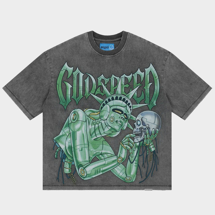 Godspeed Freedoms Protocol T-Shirt - Grey Wash