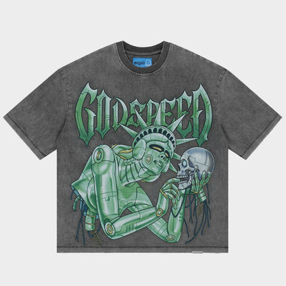 Godspeed Freedoms Protocol T-Shirt - Grey Wash