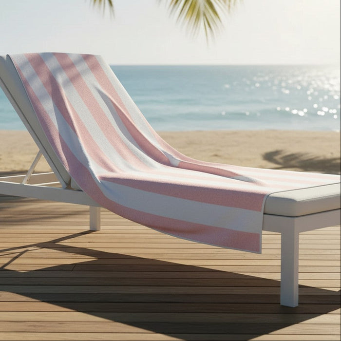GOR Collection Cabana Pool Towels Peach Stripes - Rifz Textiles Inc