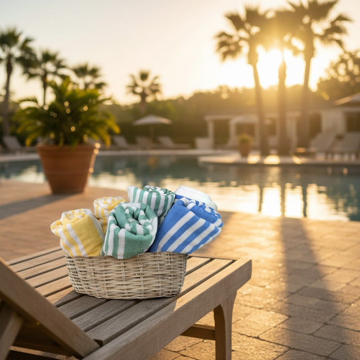 Pool Towels / Tropical Blue Stripes / 32"X70" 15.00 lb 2 Dz Box
