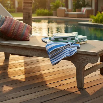 Pool Towels / Tropical Blue Stripes / 30"X60" 9.00 lb 6 PK