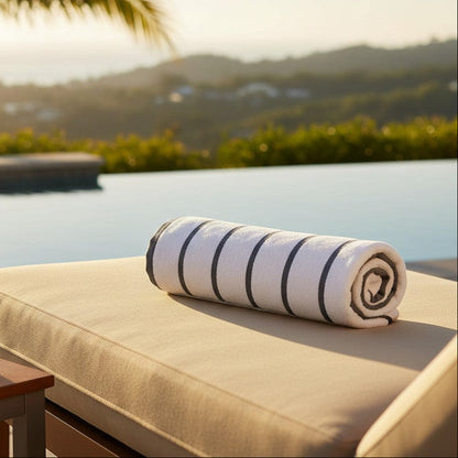 Pool Towels / Charcoal Stripes / 30"X60" 12.50 lb. 3 Dz Box