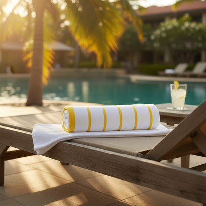 Pool Towels / Yellow Stripes / 30"X60" 12.50 lb. 6 PK