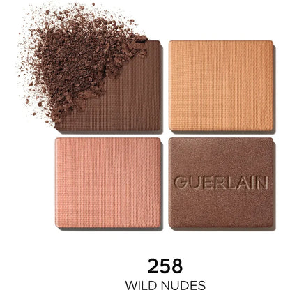Guerlain Ombres G quad eyeshadow palette with four shades in sleek compact, featuring a variety of eye makeup colors.