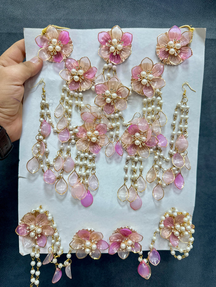 Haldi/ Mehandi Petals Jewellery Light Pink Color For Bride RJ0033