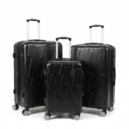 Black Hardshell Luggage Set - White Background