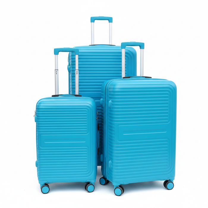 Blue Hardshell Luggage Set - White Background