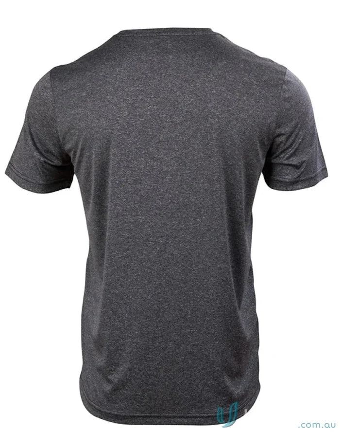 Dark grey heathered short-sleeved t-shirt from Winning Spirit Mens TS45 Harland collection featuring rapid cool fabric