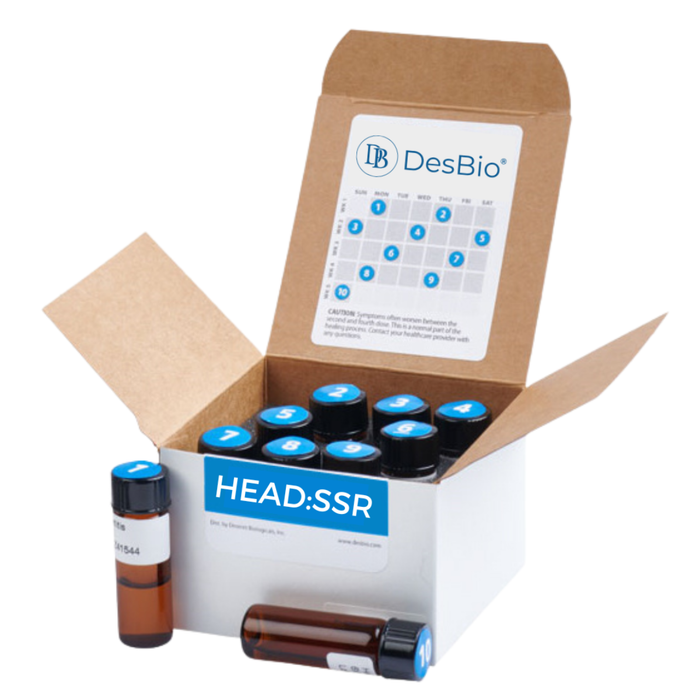 HEAD:SSR Series Symptom Relief homeopathic formula by DesBio for headache, dizziness, irritability, and related symptoms.