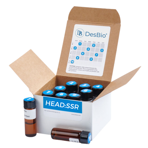 HEAD:SSR Series Symptom Relief homeopathic formula by DesBio for headache, dizziness, irritability, and related symptoms.