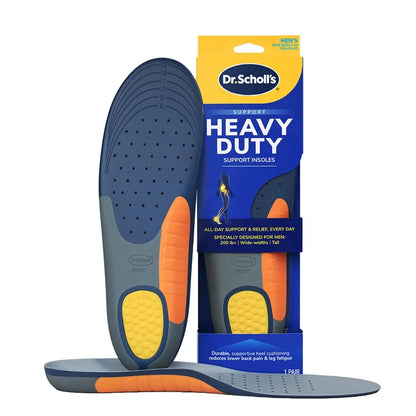Heavy duty support insoles, blue with orange heel cushion, pair and retail box