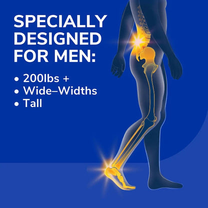 Support insoles promotion graphic with legs and glowing heel pain relief icons