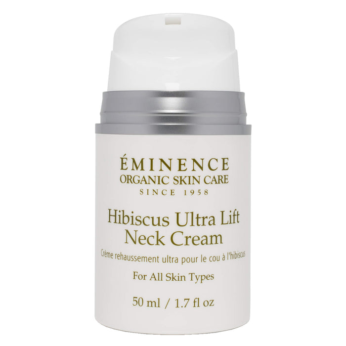 Pump Bottle of Eminence Hibiscus Ultra Lift Neck Cream 50 Milliliters