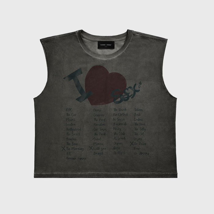 Homme + Femme "The List" Cutoff Tee - Grey