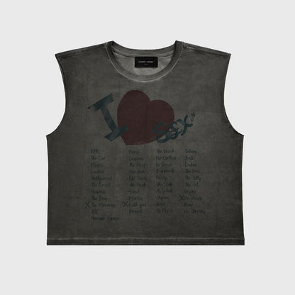 Homme + Femme "The List" Cutoff Tee - Grey