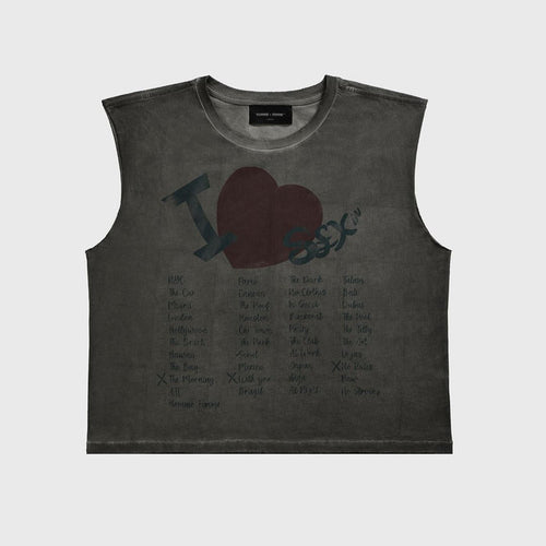 Homme + Femme "The List" Cutoff Tee - Grey