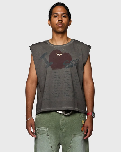 Homme + Femme "The List" Cutoff Tee - Grey