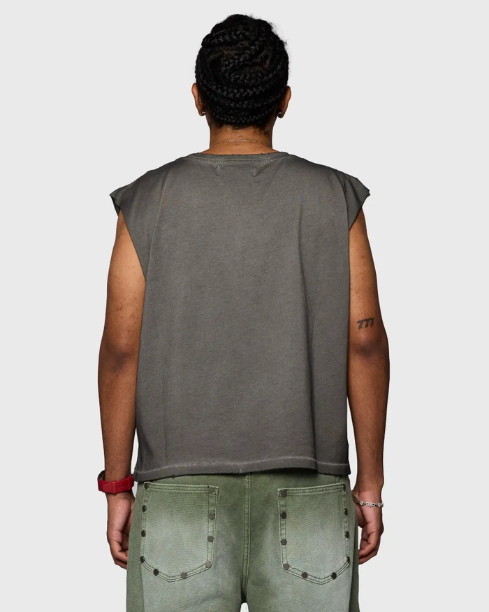 Homme + Femme "The List" Cutoff Tee - Grey