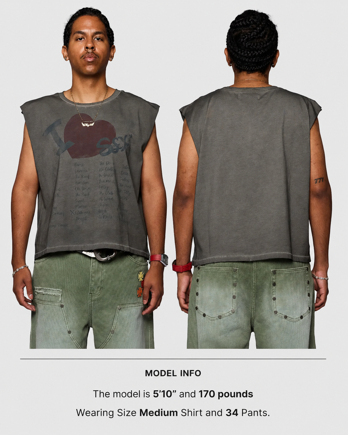 Homme + Femme "The List" Cutoff Tee - Grey