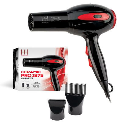 Hot & Hotter Ceramic Pro 1875 Hair Dryer, 1 Count, Red & Black