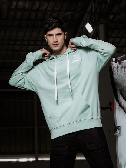 House Of Koala Relaxed Fit Mint Green Printed Hoodie