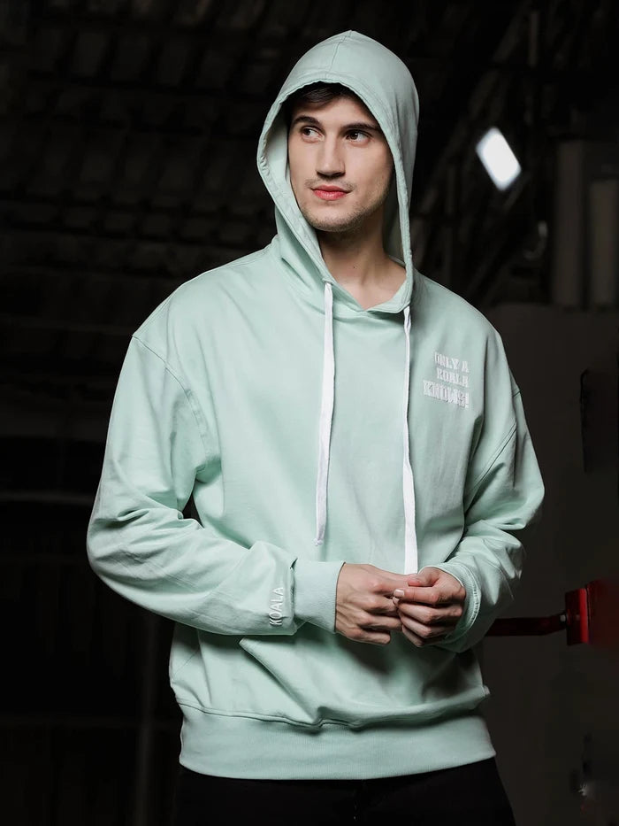 House Of Koala Relaxed Fit Mint Green Printed Hoodie