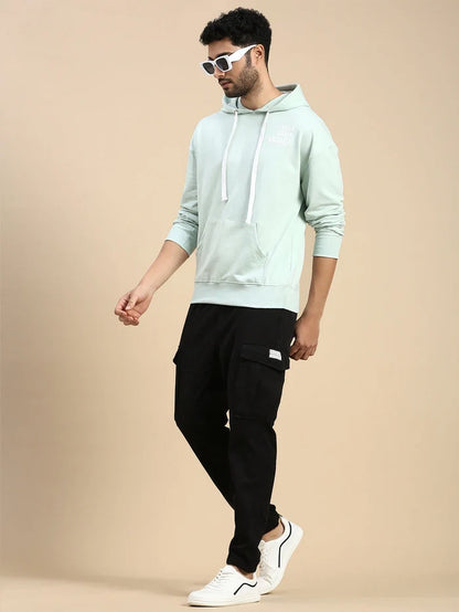 House Of Koala Relaxed Fit Mint Green Printed Hoodie