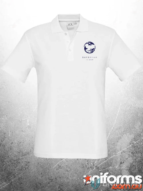 White polo shirt from HOUSEKEEP Mens work uniforms for a classic look
