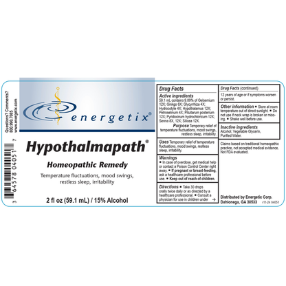 Hypothalmapath is a homeopathic combination formula for symptoms related to the endocrine and nervous systems.