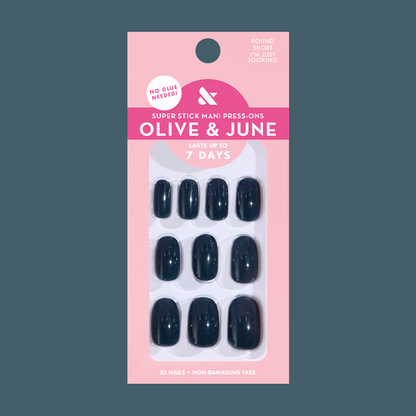 I'm Just Looking - Tab Press On | Short | Round deep teal press-on nails for a quick and easy at-home manicure by Olive and June
