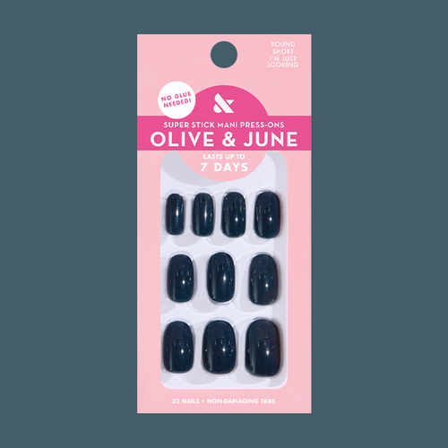 I'm Just Looking - Tab Press On | Short | Round deep teal press-on nails for a quick and easy at-home manicure by Olive and June