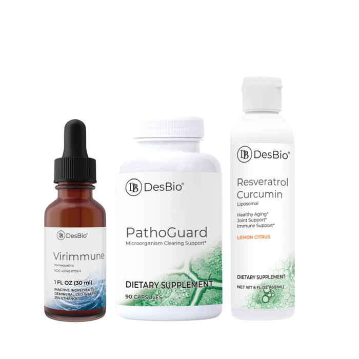 I’m Sick Acute Viral Bundle by DesBio with immune support, antioxidant, and gastrointestinal support formulas.