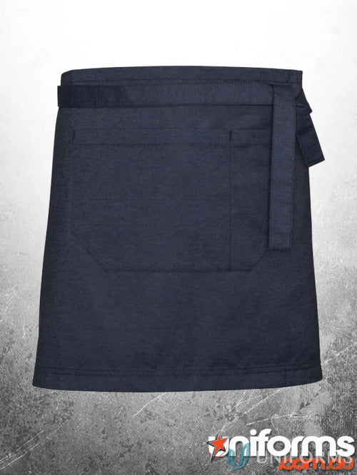 Navy blue Waist Apron with pockets for work uniforms and antique brass fittings