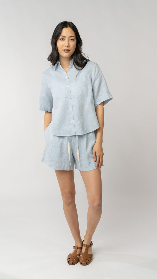 Isla Short Sleeve Button Up Shirt - Linen