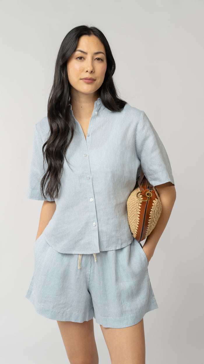Isla Short Sleeve Button Up Shirt - Linen
