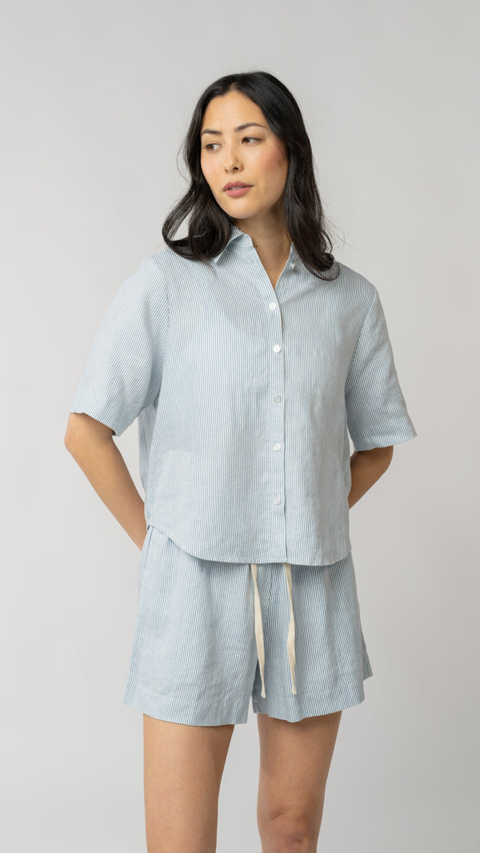 Isla Short Sleeve Button Up Shirt - Linen