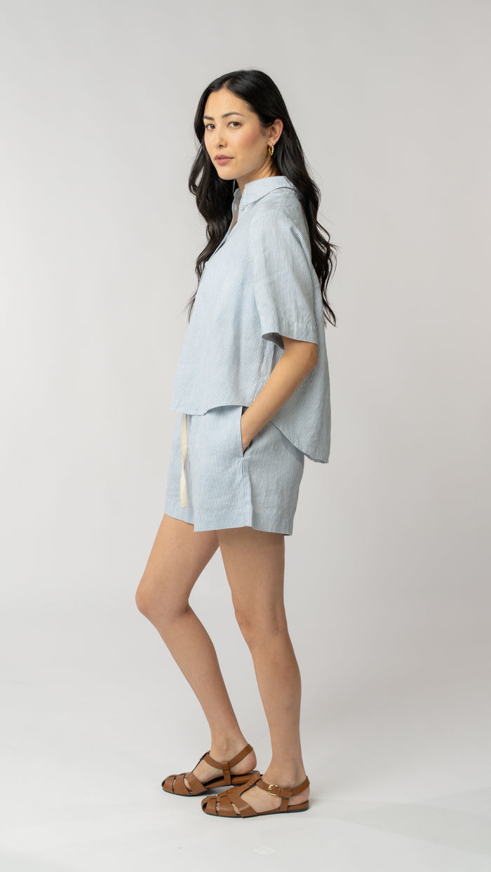 Isla Short Sleeve Button Up Shirt - Linen