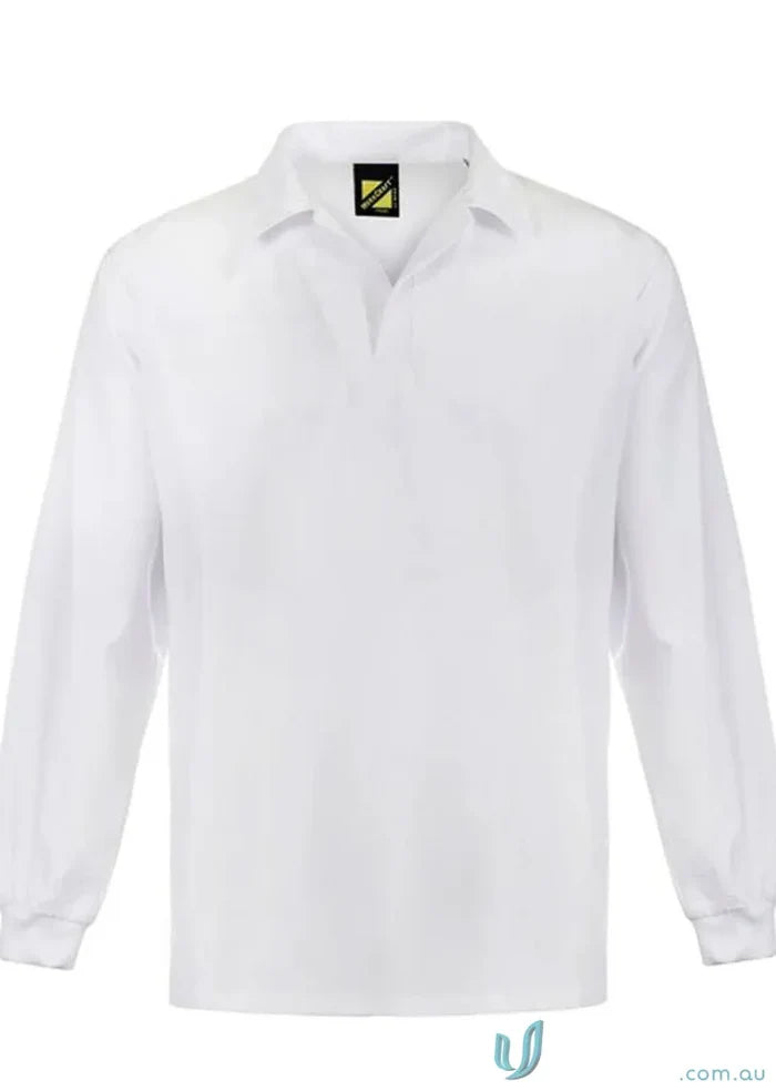 White Jac LS Polo shirt with black label, perfect for sun protection and casual style