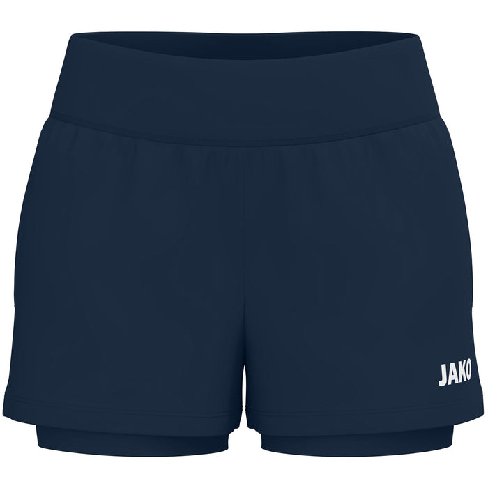 JAKO 2-in-1 Short One Damen – Blau (vorne)