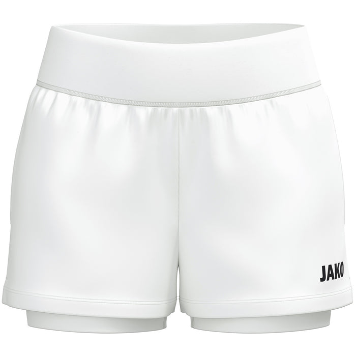 JAKO 2-in-1 Short One Damen – Weiß (vorne)