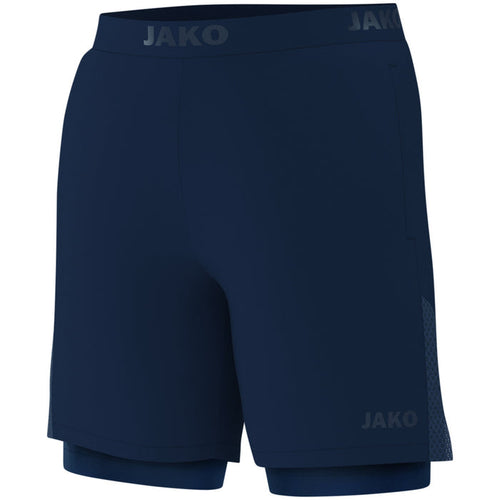 JAKO 2-in-1 Short Power – Blau (vorne)